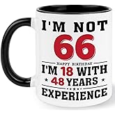 YSHMKB 66th Birthday Coffee Mug, 66 year old Birthday Gift Ideas for Men Women Her Him, Red Black 11oz