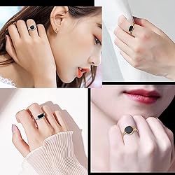 Fiklon Black Onyx Rings Crystal Rings for Women