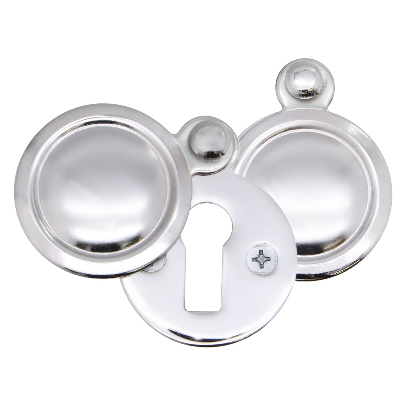 Victorian Keyhole Covered Escutcheon for Front Doors 35mm Polished Chrome | Pack of 2