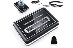 BURTOWIC Auto Reverse&Clear Stereo Cassette Player with Detachable Speaker-Portable Cassette Tape to MP3 Converter- Convert Tapes to Digital Files via USB, Compatible with MAC Laptops & PC
