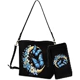 Sannovo Crossbody Hobo Bag with Wallet Set for Women, 2 Pcs Bucket Purse Set Large Bucket Handbag with Adjustable Strap