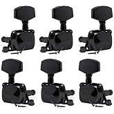 SAPHUE 3+3 Semi-closed Guitar Tuners String Tuning Pegs Keys Machine Heads Set for for Acoustic or Electric Guitar (Black)