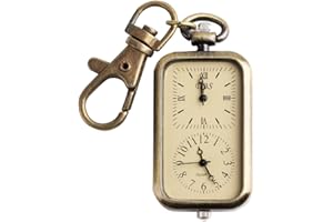 Montre De Poche Pendant Key Ring Classical Antique Analog Dual Time Pocket Keychain Quartz Watch