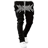 GORGLITTER Men's Graphic Baggy Sweatpants Wide Leg Y2K Drawstring Stacked Jogger Pants with Pockets