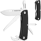 MOSSY OAK 10-in-1 Folding Pocket Knife with Saw, Stainless Steel | Includes can opener and screwdrivers, ideal for EDC, camping, hiking, fishing, and outdoor adventures