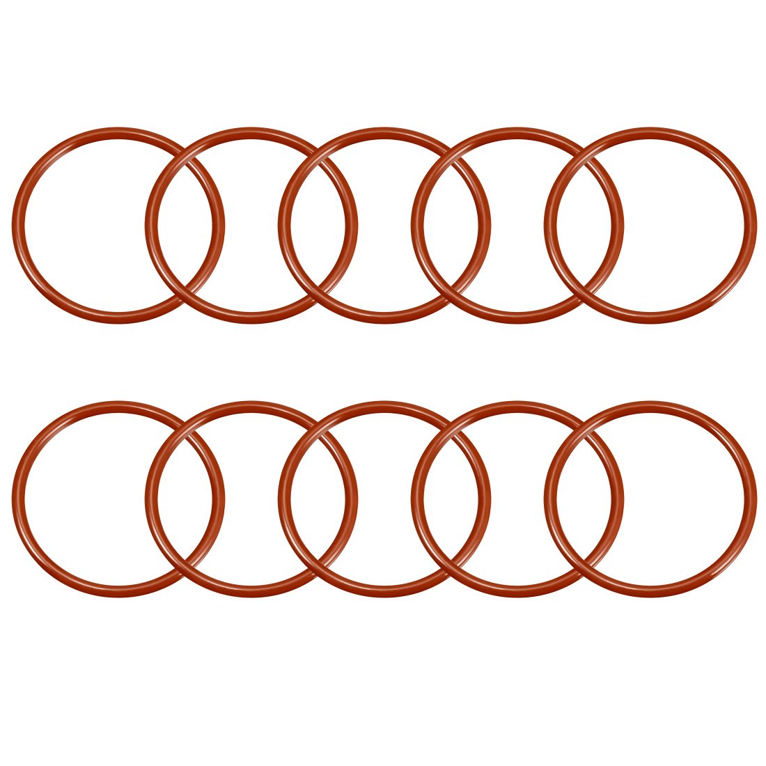 sourcingmap Silicone O-Ring, 55mm OD, 48mm ID, 3.5mm Width, VMQ Seal Rings Gasket, Red, Pack of 10
