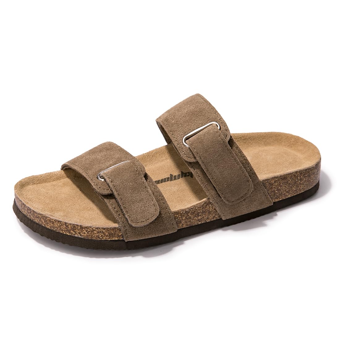 Photo 1 of FUNKYMONKEY Unisex Slide Sandals Adjustable Double Buckle with Soft Footbed Comfort Slides for Women and Men (8 W/6.5 M, Coffee-BS)