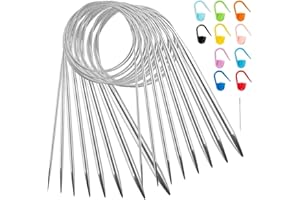 8pcs Circular Knitting Cable Needles 31.5Inch(80cm) Stainless Steel Premium Knitting Needle Kit In 8 Sizes Knitting Needles S