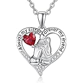 JIYVY32 Sisters White Gold Necklaces for Women, Birthstone Pendant Jewelry Birthday Gift for Women Her Sister Bestie Close Friend BFF