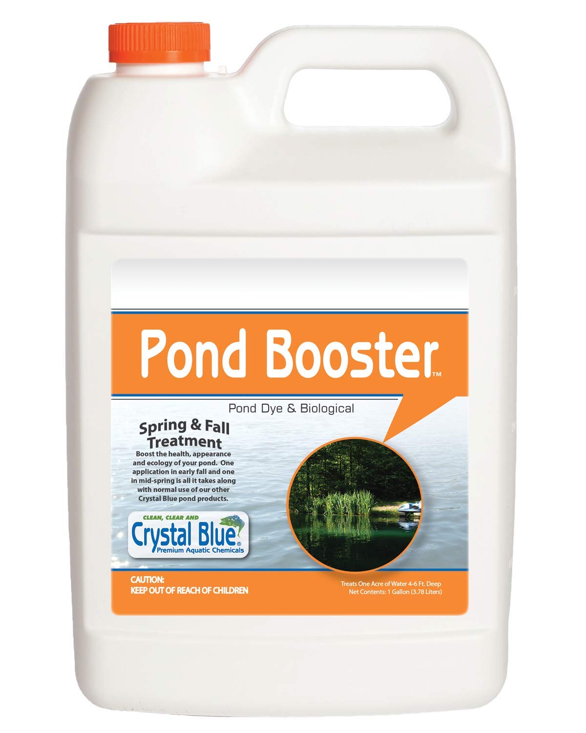 Sanco Industries Crystal Blue Pond Booster - Royal Blue Pond Dye & Bacteria Combo - 1 Gallon Royal Blue 2 in 1