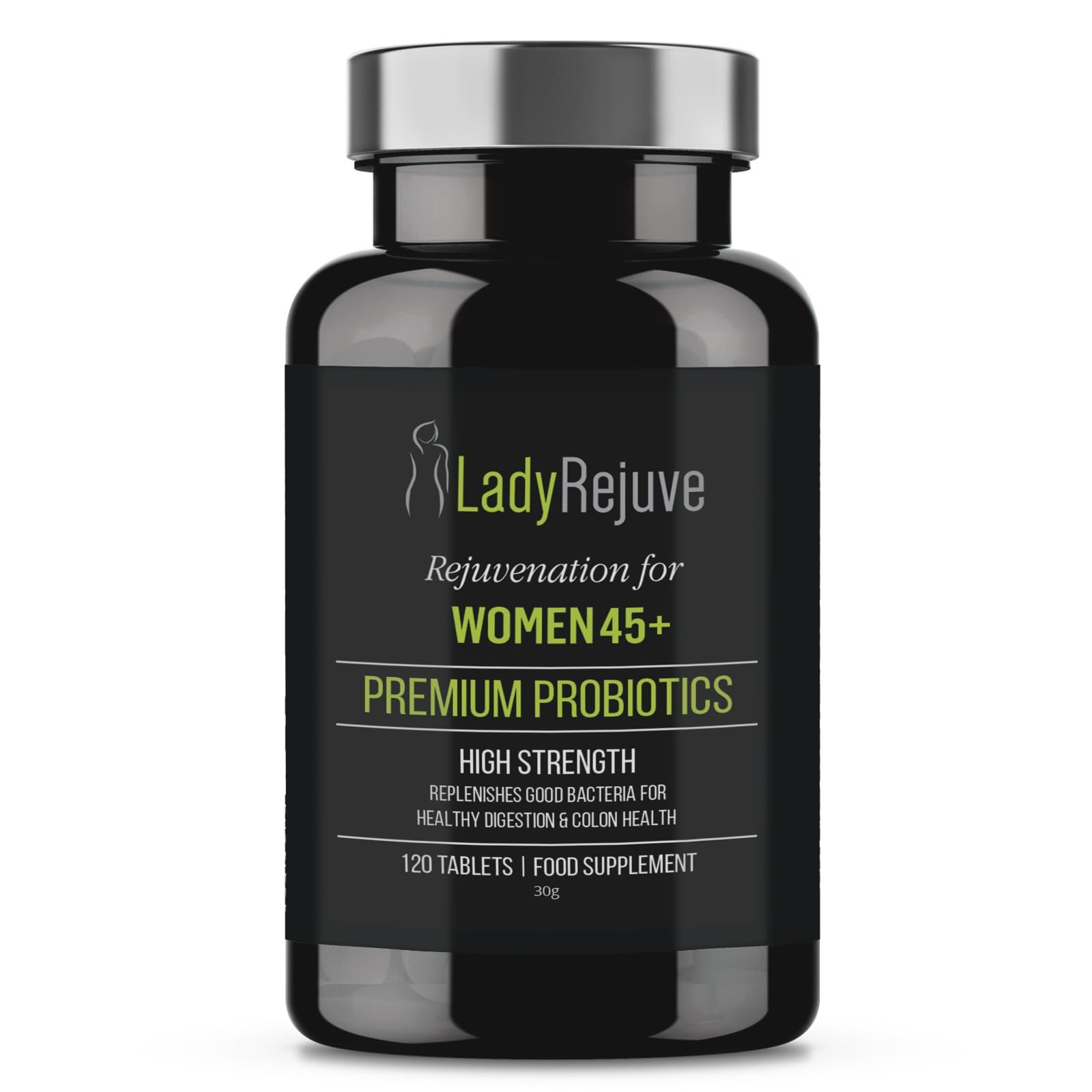 LadyRejuve Premium Probiotics for Women 45+ – 10 Billion CFU – Supports Digestive & Menopausal Health – 120 Vegan Tablets – Made in UK