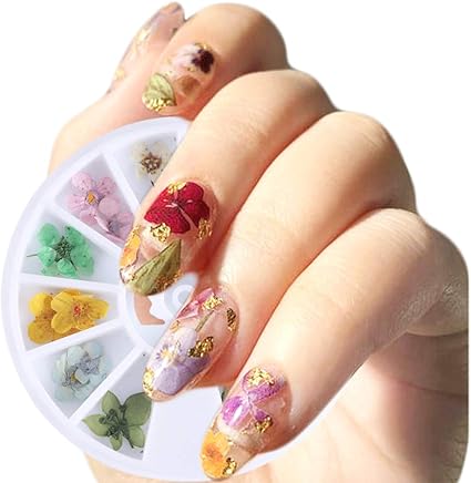 Amazon Co Jp 12種類のネイルアート ドライフラワー カラフルライフ ネイルデカール レディース Diy ネイルサロン 小さなディスク デザイン 樹脂ジュエリーのネイルデコレーション ホーム キッチン