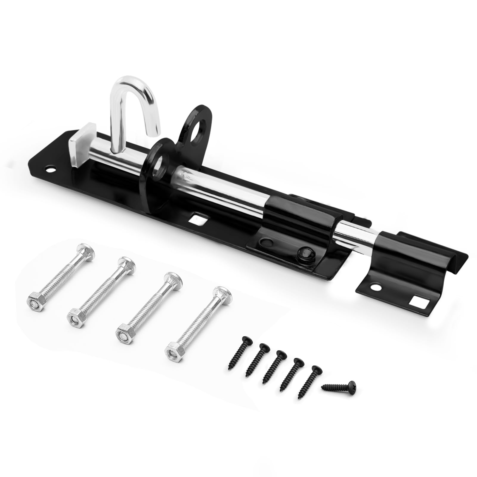 Galvanised Brenton Bolt Sliding Door Lockable Padbolt – 6" (152mm) Heavy Duty Zinc Plate Lock Pad Garden Shed Gate Latch Patio Door Security Gate Bolt Bedroom | Black