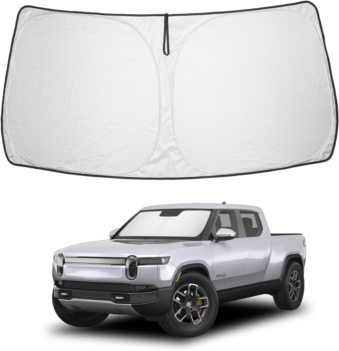Photo 1 of Proadsy Windshield Sunshade Custom for Rivian R1T 2022-2025 2026 Block Sun & UV Foldable 4-Layer Front Window Car Shade Protector Prime Accessories