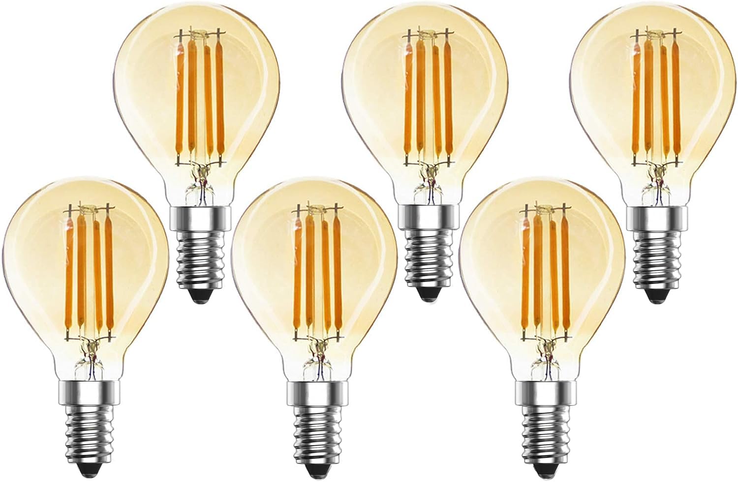 ZFQ 6 Pack 4W E14 G45 Small Edison Screw LED Filament Bulb, Non-dimmable, 400LM, Warm White 2700K, LED Vintage Smoked Gold Glass Mini Globe Bulb, 80Ra, 40W Incandescent
