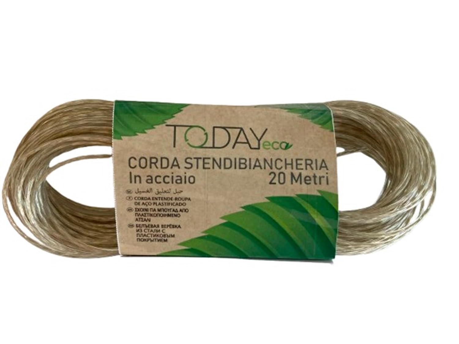 Today - Outdoor Clothesline 20m with Steel Core and Plastic Coating - Rust-Proof, Extra Strong, Ideal for Balconies and Gardens