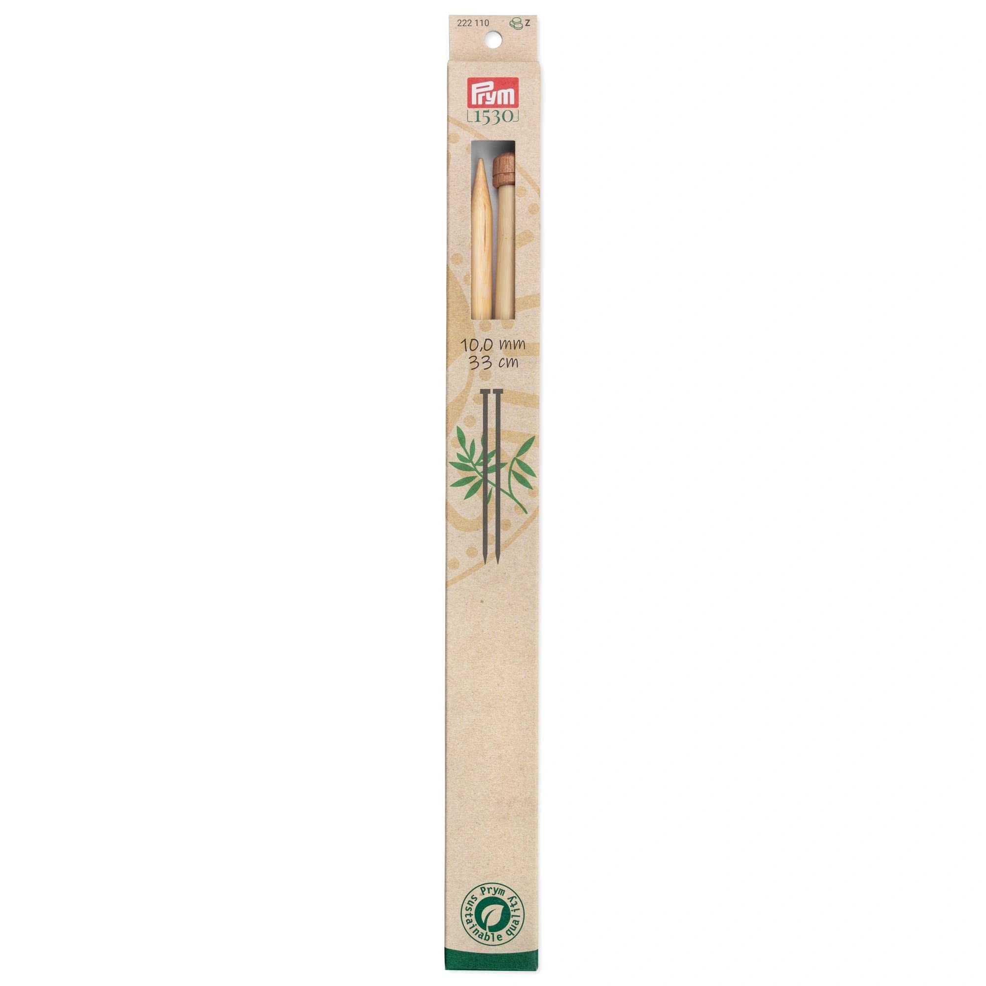 Prym Single-Pointed Knitting Pins Bamboo 33 cm 10.00 mm, Natural, One Size