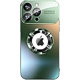 Doulings Magnetic Series Design for iPhone 15 Pro Max Case,[Compatible with MagSafe][Military Drop&Full Camera Lens Protector] Large Window Logo View Dust-Proof Matte Shockproof Cover,Green