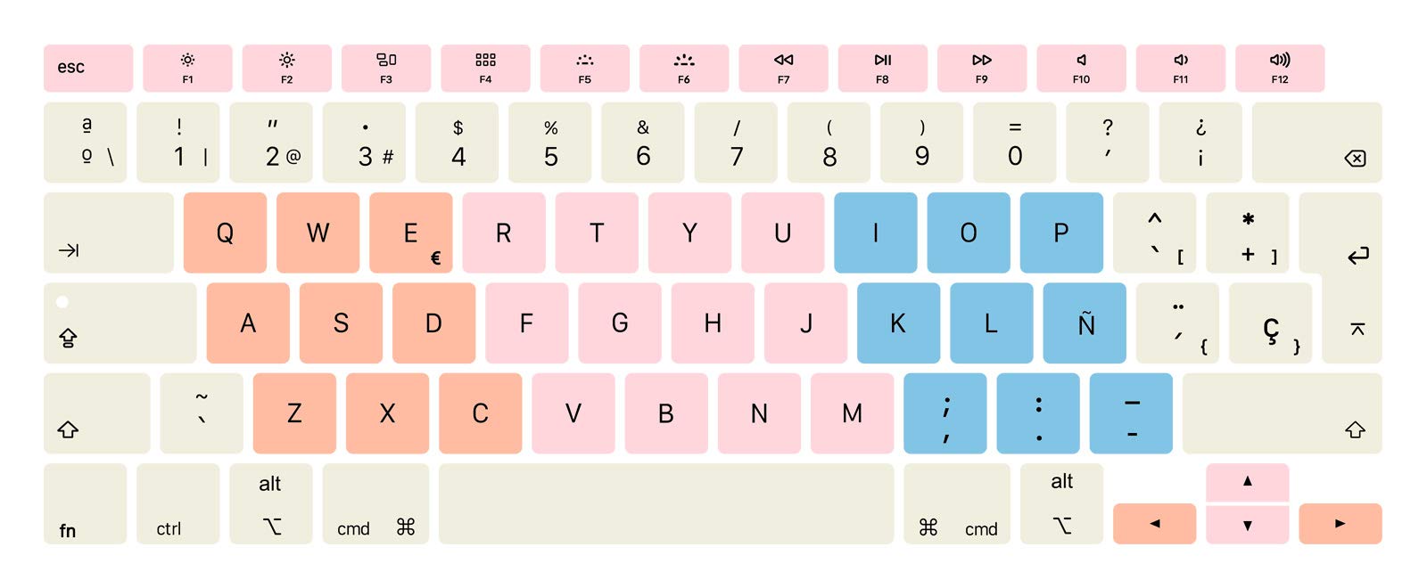 MMDW Spanish Language ESP Keyboard Cover A2179 Silicone Protective Skin Keyboard Protector for MacBook Air 13 inch with Touch ID A2337 M1 Chip European Layout(2020 Release),Cream Color