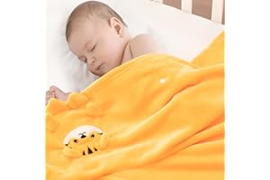 BABYHUGGLE Baby Blanket, Foldable Tiger Shape Plush Blanket, Super Soft Warm Breathable Receiving Blankets Newborn Nursery Swaddle Blankets Gifts for Crib Stroller Boys Girls Birthday Baby Shower