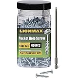 Pocket Hole Screws, LIONMAX Wood Screws #8 x 1-1/4" 600PCS Washer Head with Coarse Thread, Square Drive Self Tapping, for Ind
