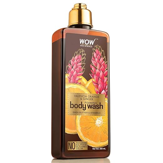 WOW Skin Science Valencia Orange & Ginger Foaming Body Wash - No Parabens, Sulphate, Silicones & Color, 250 ml