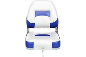 ERGOSEAT Two Tone Low Back Folding Boat Seat,White/Blue