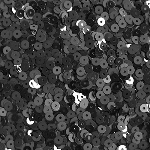 4mm Round Flat Sequins Black Duo Reversible Matte and Shiny Metallic Reversible. Made in USA