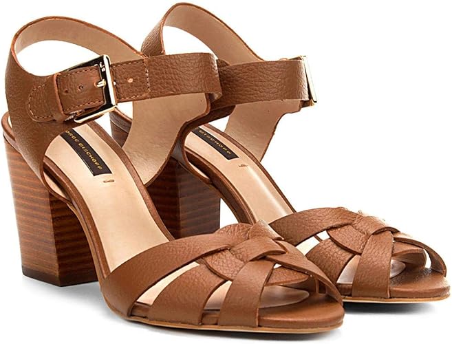 sandália couro jorge bischoff salto grosso