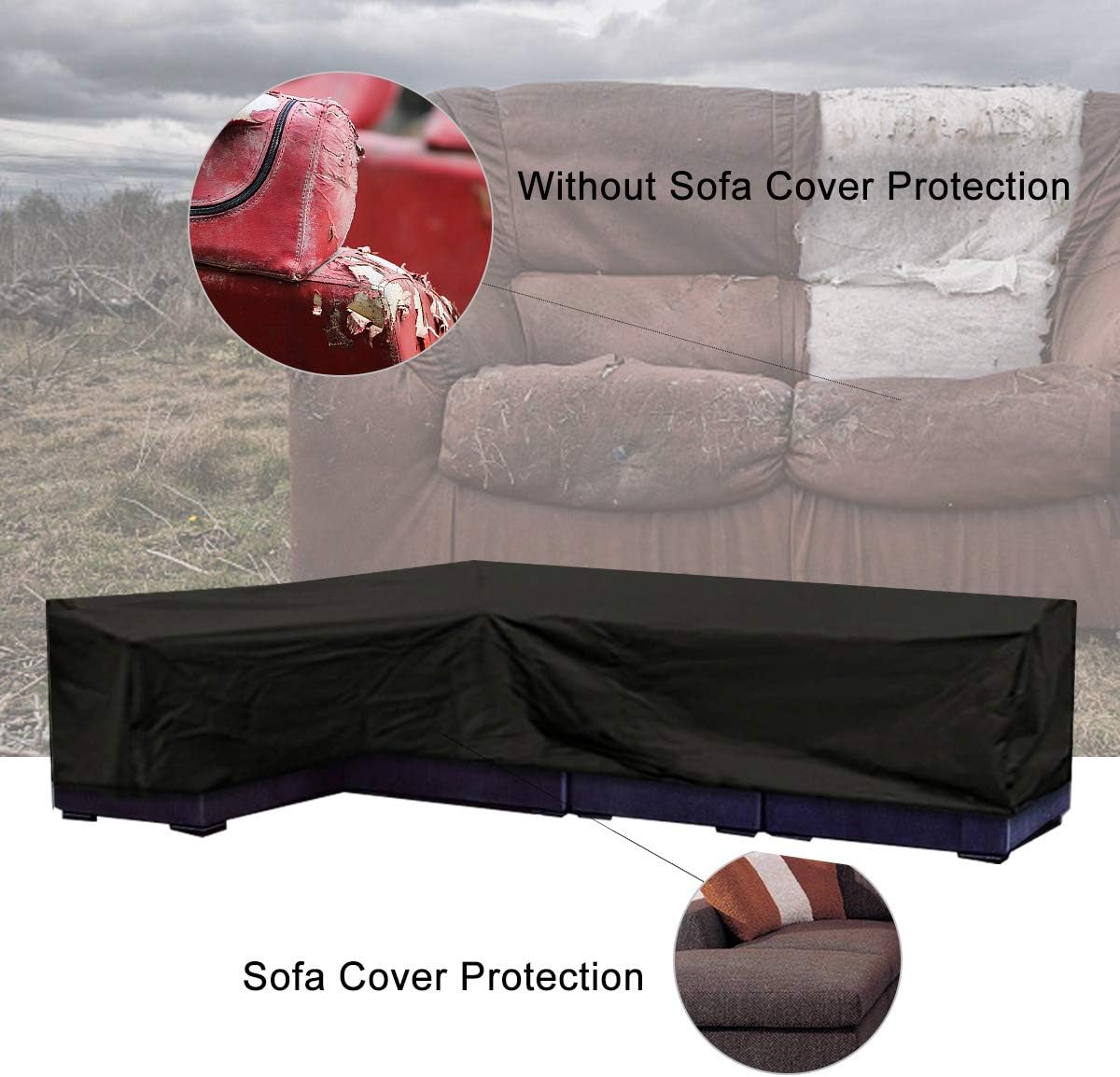ESSORT Patio Cover, Large Outdoor Sectional Furniture Set Cover, Table Chair Sofa Covers, Waterproof Dust Proof Anti UV/Wind, Protective Cover for Garden (78''x106''x35'' L-Shaped Sofa Cover) : Garden & Outdoor