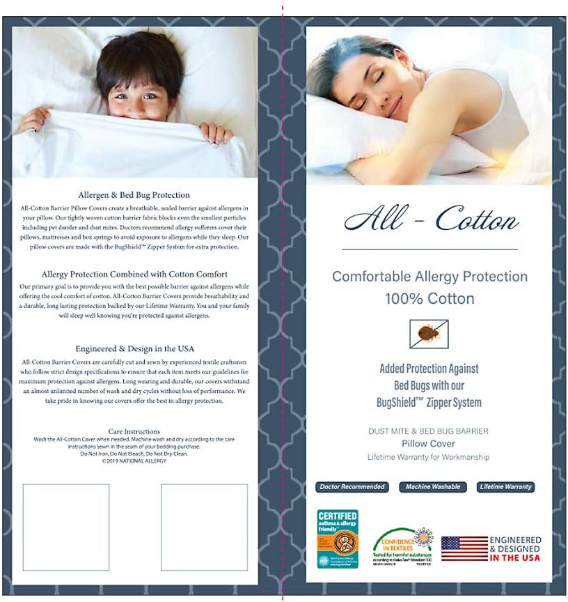 National Allergy Queen 2 Pack Allergy and Bed Bug Proof Pillow Cover, WHITE: Home & Kitchen