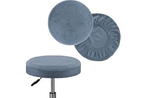 Turquoize 2 Pack Bar Stool Covers Round Stool Covers with Elastic Bands Bar Stool Seat Covers Slipcover Washable Stool Cushion Covers Feature Stretch Thick Fabric, Dia 14"-16", Large, Stone Blue