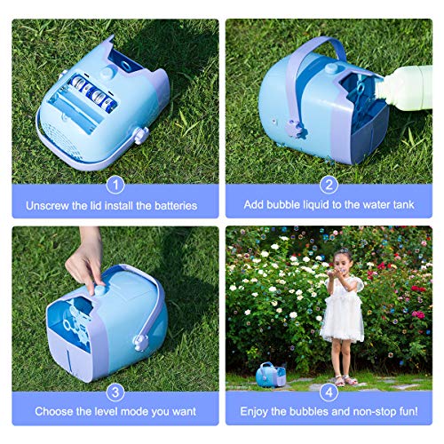 KINDIARY Bubble Machine, Automatic Bubble Blower, Portable Bubble Maker