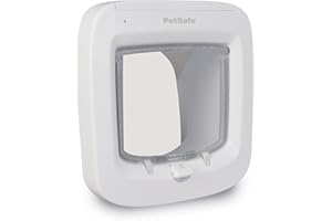 PetSafe Interior and Exterior Cat Door – Microchip 4-Way Locking Pet Door – for Cats up to 17 pounds