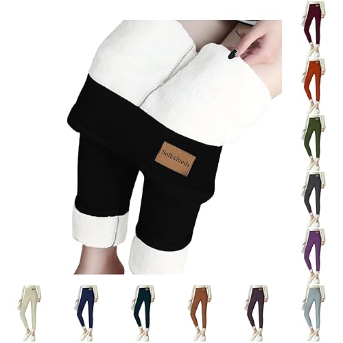 Thermal Trousers Women, Winter Thick Leggings, High Waist Soft Base Layer, Ladies Thermal Underwear for Cold Weather