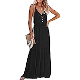 PRETTYGARDEN Women's 2026 Summer Maxi Dress Spaghetti Strap Sleeveless High Waist Beach Vacation Long Sundresses