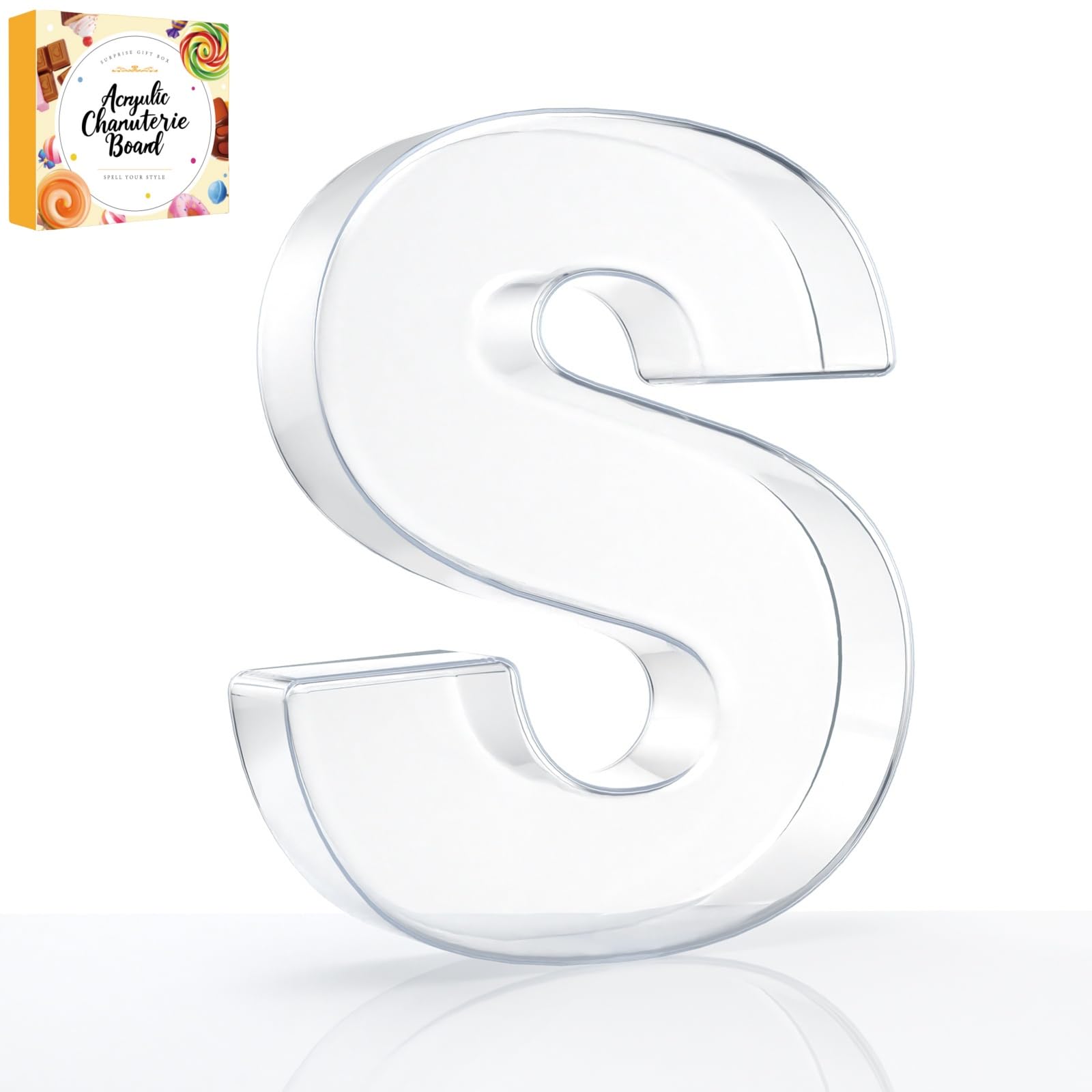 Photo 1 of 10" Acrylic Charcuterie Letters Fillable Tray, Reusable Alphabet Number Shaped Serving Plates for Charcuterie Board, Display Fruit, Candy, Cake, Party Decor, Birthday, Anniversary?S?