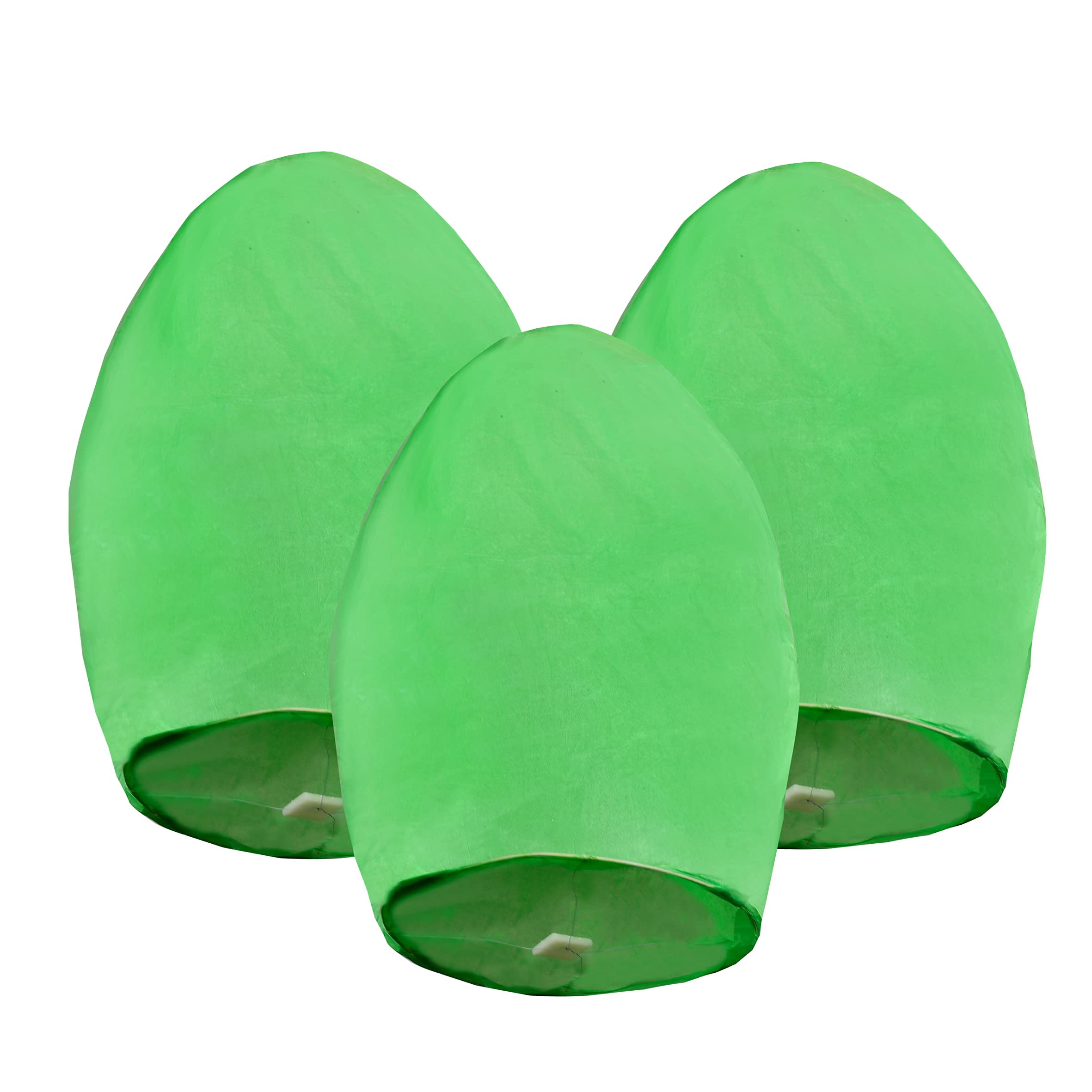 3 Pack Sky Lanterns Handmade Chinese Paper Lanterns for Birthday, Wedding, Christmas, New Year parties Festivals, biodegradable fire resistance St Patrick's day (Green)