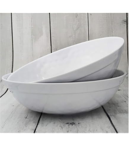 11.5 Inch Melamine Mixing Bowls Set Of 2 - White Shatterproof Serving Bowls For Salad, Snacks & Food Prep