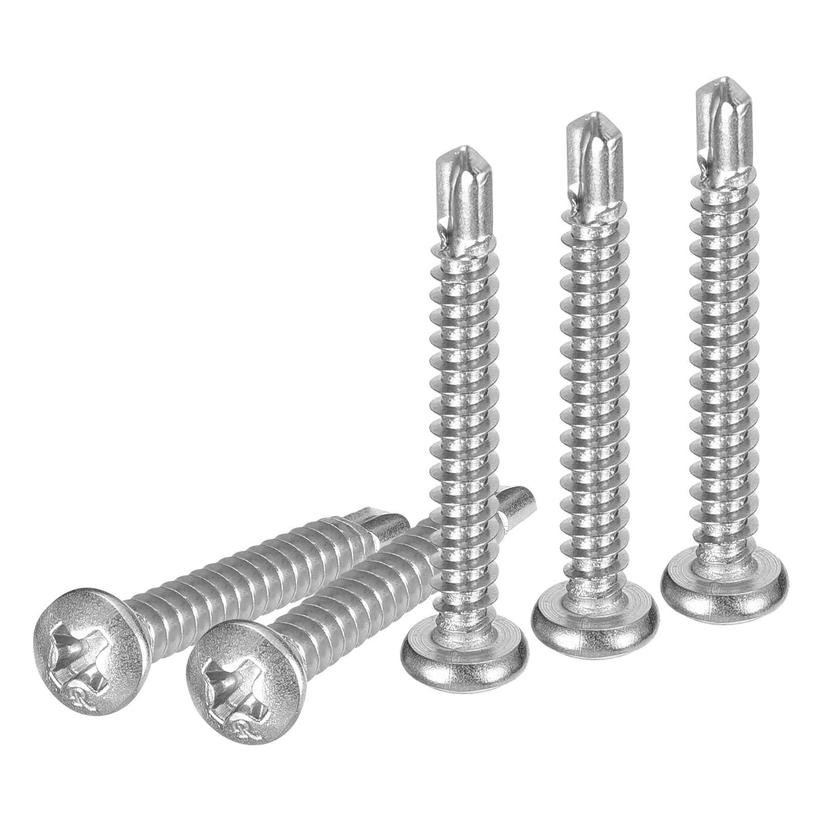 DTGN #8x1-1/4" Pan Head Self Drilling Screws - 100Pack - 410 Stainless Steel Phillips Drive Self Tapping Sheet Metal Screws