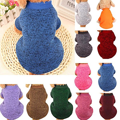 Sunward Pet Dog Clothes Soft Thickening Warm Stripe Polar Fleece Winter Clothes (L2, Red)
