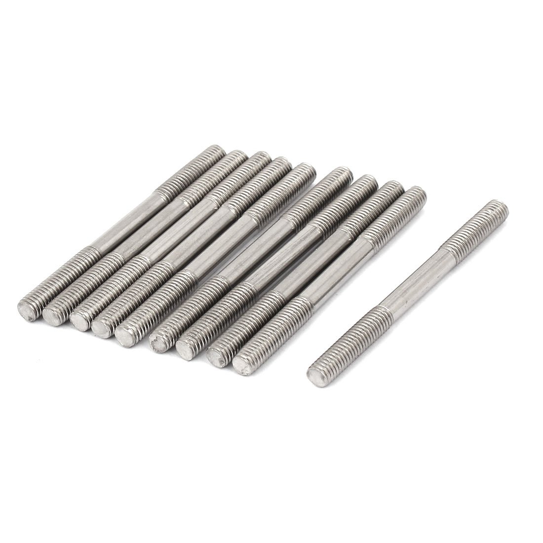 sourcingmap M5x60mm 304 Stainless Steel Double End Threaded Stud Screw Bolt 10pcs