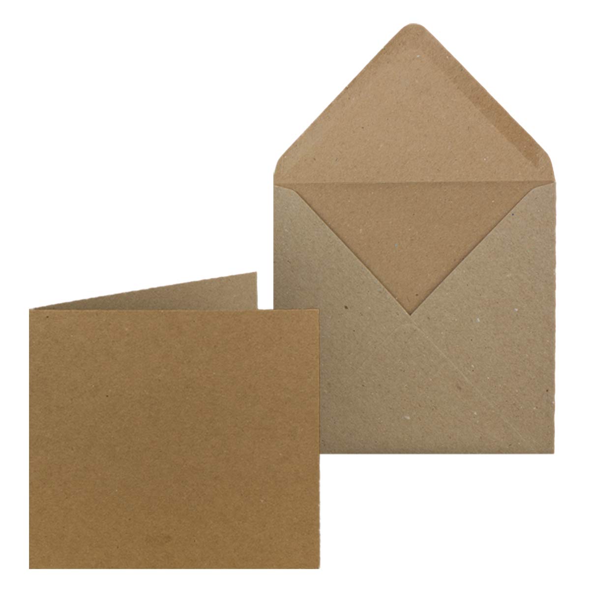 NEUSER PAPIER 50x kraft paper card set including square envelopes - brown - size of folding cards (folded): 14.5 x 14.5 cm - envelopes 15.5 x 15.5 cm