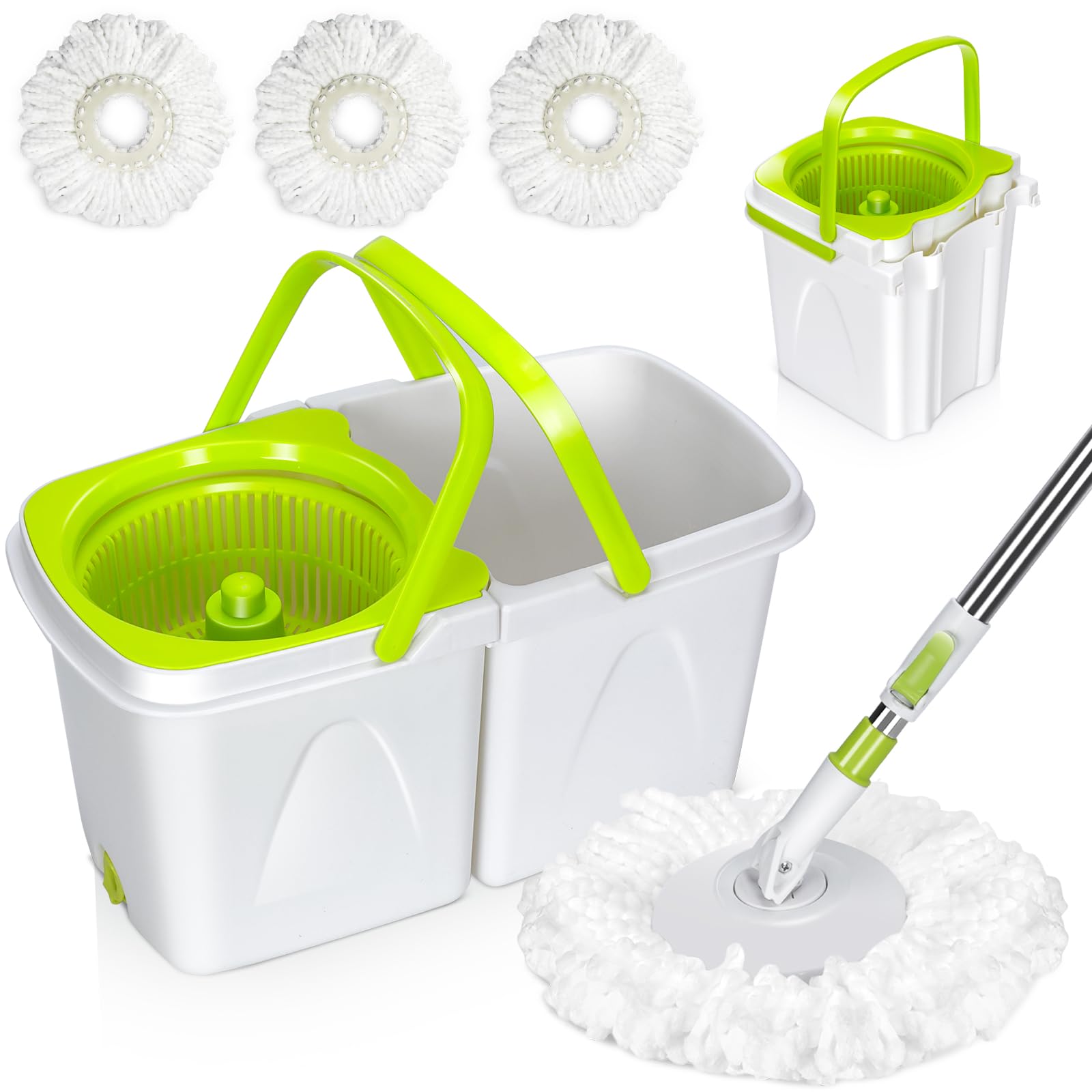 Photo 1 of MASTERTOP Spin Mop Cleaning System,Mop and Bucket with Wringer Set for Floor Cleaning,Separate Clean and Dirty Water,Small Spinning Mop with 3 Washable Microfiber Mop Pads
