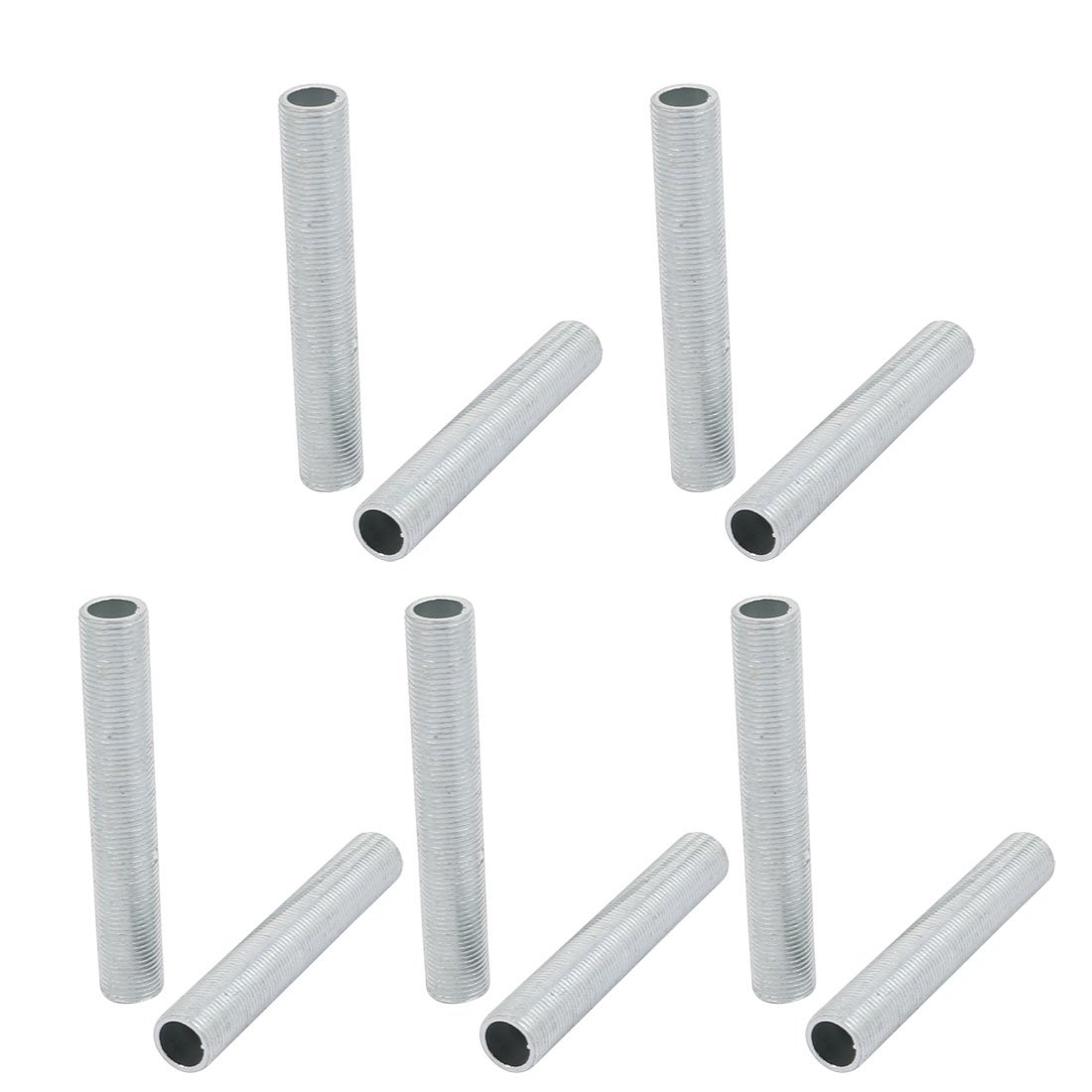 Sourcingmap Lamp Pipe Nipple, M12 Thread 75mm Length Hollow Lamps Repair Part Hardware for Lamp Lights, Zinc Alloy Silver Tone, Pack of 10