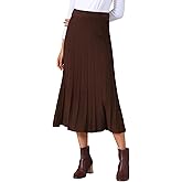 Allegra K Women's Sweater Skirts High Waist Pleated Casual A Line Knit Midi Skirt