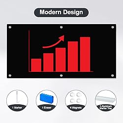 J&J worldwide Black Glass Whiteboard Magnetic Dry