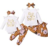Birthday Shark Big Sister Little Sister Matching Outfits Girls Long Sleeve Ruffle Romper Floral Pants