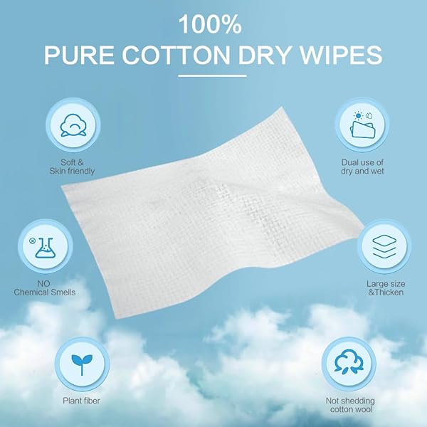 KINHWA DISPOSABLE COTTON FACE TOWELS SUPER THICK NO CHEMICAL SMELLS WIPES HYPOALLERGENIC MAKEUP REMOVER DRY SUITABLE FOR ALL SKIN TYPES INCLUDING