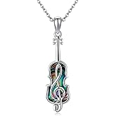 YAFEINI Music Necklace S925 Sterling Silver Violin/Harp/Kalimba/Piano Pendant Necklaces Music Jewelry Gifts for Women Mom Wife